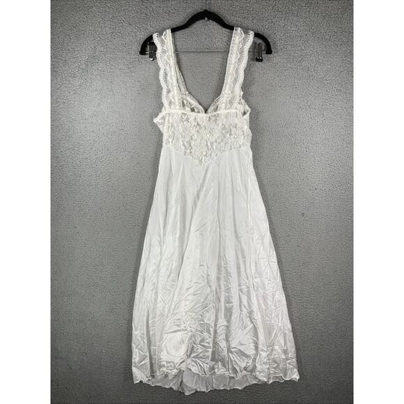 Vintage PANDORA Lingerie by Chic White Sheer Lace Satin Nightie Dress Medium - Picture 6 of 9